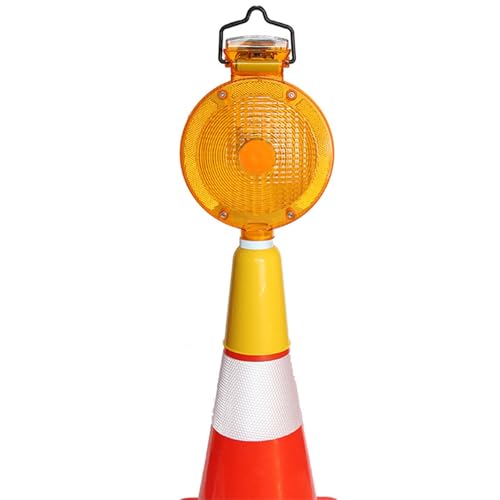 HHCCTEO Solar Traffic Cone Flasher Warning LED Light, Cone-Top Warning Lights for Collapsible Traffic Safety Cones, Parking, Roadblock and Camping