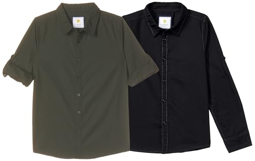 Image of Amazon Brand - Symbol Boy's Regular fit Shirt (Black + Olive 2 Years-3 Years)