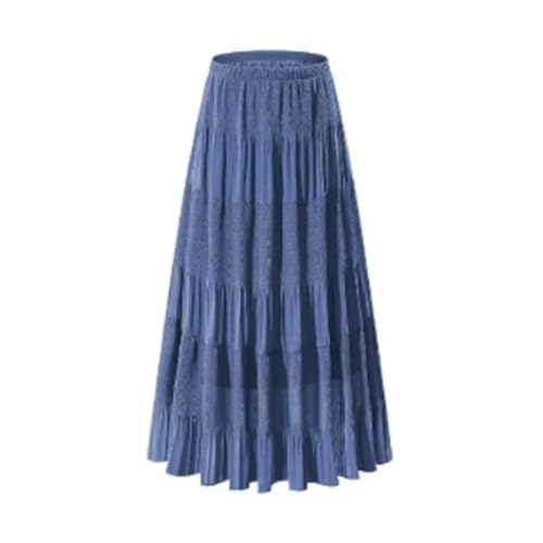 Women's Trendy Patchwork Long Skirt Elastic High Waist Cocktail Wedding Guest Dress Ruffle Flowy A-Line Midi Skirts