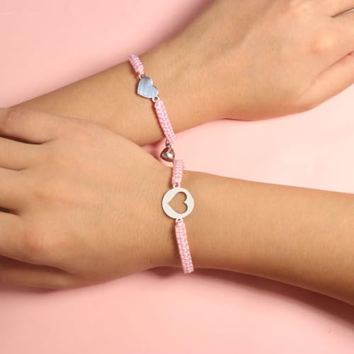 Image of First Day of Kindergarten Pre K Gifts for Mother Daughter,Mommy and Me Bracelet Matching Heart Bracelets Set for 2