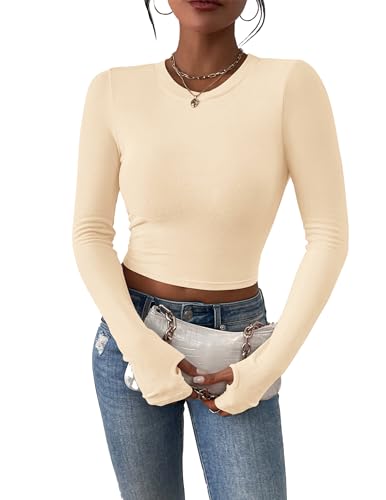 PRETTYGARDEN Women's Long Sleeve Crop Tops Y2K Spring Fall Fashion Clothes Basic Slim Fit Tee Shirts Blouse - Image 3
