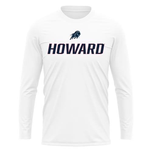 Campus Lab Howard University Adult Men's Sport Long Sleeve Italic Name, White, Small