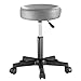 Casaria Tabouret à roulettes Gris Simili Cuir Pivotable 360° Epaisseur 10cm Hauteur réglable Tabouret de Bureau Siège à roulettes