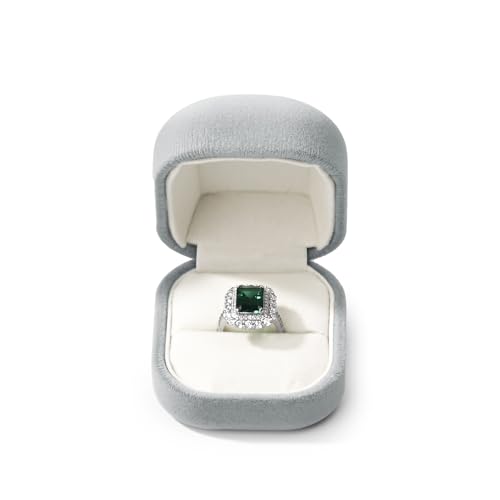 Premium Velvet Ring Box Jewelry Gift Box Small Rings Holder for Birthday, Proposal, Engagement,Wedding, Valentine's Day (Grey)