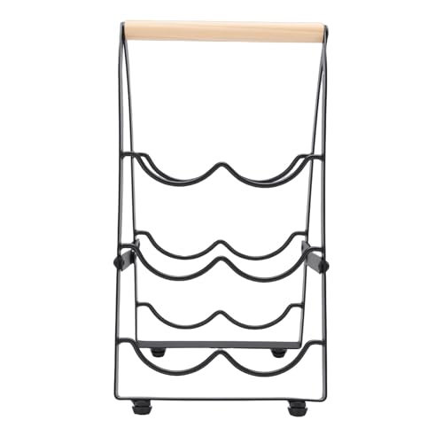 Casier à vin pliable support de table en fer et bois pour maison - 3