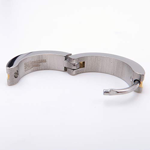 Steelmeup Stainless Steel Stripe Men Hoop Earrings 2-tone Gold Black Silver 16mm3