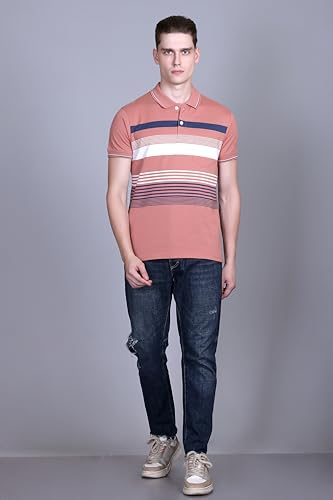 Image of SANE ORIGINALS T-Shirt for Men with Pocket || Textured Striped Polo for Men