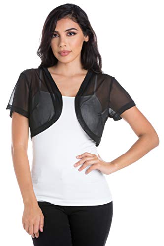 Fashion Secrets Women Short Sleeves Sheer Chiffon Bolero Shrug Short Cardigan2