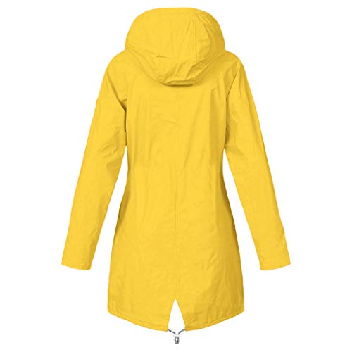 JiXiang Womens Rain Jacket with Hood Zip up Packable Long Trench Coats Drawstring Windbreaker Fall Outdoor Travel Raincoat4