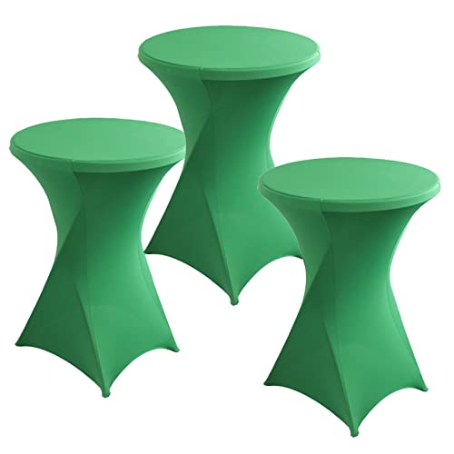 PRELGOSP Lot de 3 Nappe Mange Debout Ronde, Housse de Table de Cocktail en Spandex, Extensible Housse Mange Debout pour Table de Banquet de Cocktail de...