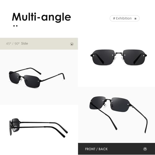 Rimless Rectangle Sunglasses for Women Man Fashion Small Narrow Rectangle Frameless Eyewear Shades 90s Sun Glasses4