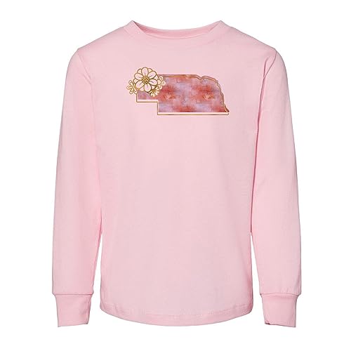 Watercolor Nebraska Toddler Kids Long Sleeve T-Shirt