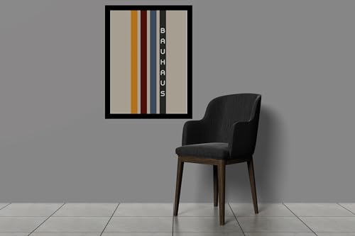Image of BLINKART Vintage Bauhaus Retro Geometric Aesthetic Poster Gallery | Colorful Wrap Framed For Home Office Studio Living Room Modern Art Studio Decoration Abstract Shapes | (d153) | 13x10 Inch