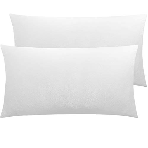 Image of NTBAY 2 Pack Zippered Velvet King Pillowcases, Super Soft and Cozy Luxury Fuzzy Flannel Pillow Cases with Zipper, 20x36 Inches, White