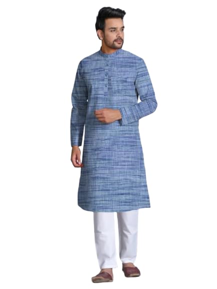 Image of Men's South Cotton Textured Ethnic Kurta Regular Fit Traditional Casual Wear