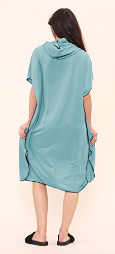 True Face Beach Changing Robe With Pocket & Hood Poncho Quick Dry For Unisex Adults Mens Womens To Change Wet Suit Surfing Swimming Lightweight Ponchos Turquoise - Image 2