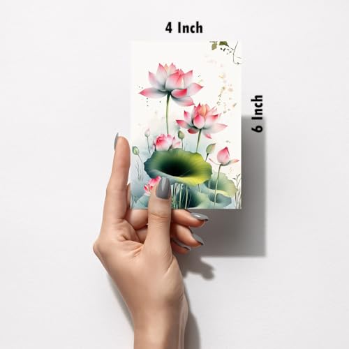 Image of SiddArtify Lotus Flower Wall Art Prints Set - Botanical Poster Decor for Living Room Bedroom Office - Set of 2-4x6 Inch - Board (Pack of 6) - Sticker (Pack of 6)