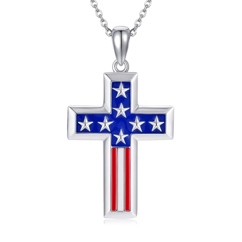 ONEFINITY Cross Necklace S925 Sterling Silver Religious Cross Pendant Necklace Religious Christian Jewelry Gifts for Women Men