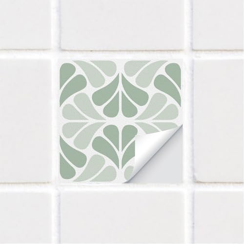 Alwayspon 25PcsX20cm/8inch Tile Sticker, Sage Green Self Adhesive Stick on Tiles Transfer Sticker for Bathroom Kitchen, Splashback for Cooker, Peel and Stick Adhesive Vinyl Wall Tiles Sticker - Image 4