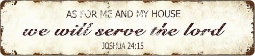 Horienteeon As for Me and My House We Will Serve The Lord Sign Bible Verse Metal Sign 10x40cm Rustic Christian Wall Art Farmhouse Scripture Decor Inspirational Gift for Weddings and Church