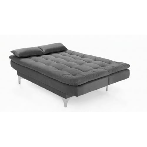 Image of INNOWIN Avantha Sofa Cum Bed 3 Seater Velvet Fabric with Two Cushions Perfect for Home Living Room Office and Guests (Grey)