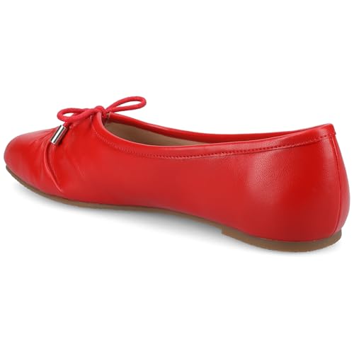 Journee Collection Womens Callee Ruched Ballet Dress Flats with Bow Cushioned Slip On Soft Square Toe Fashion Shoe4