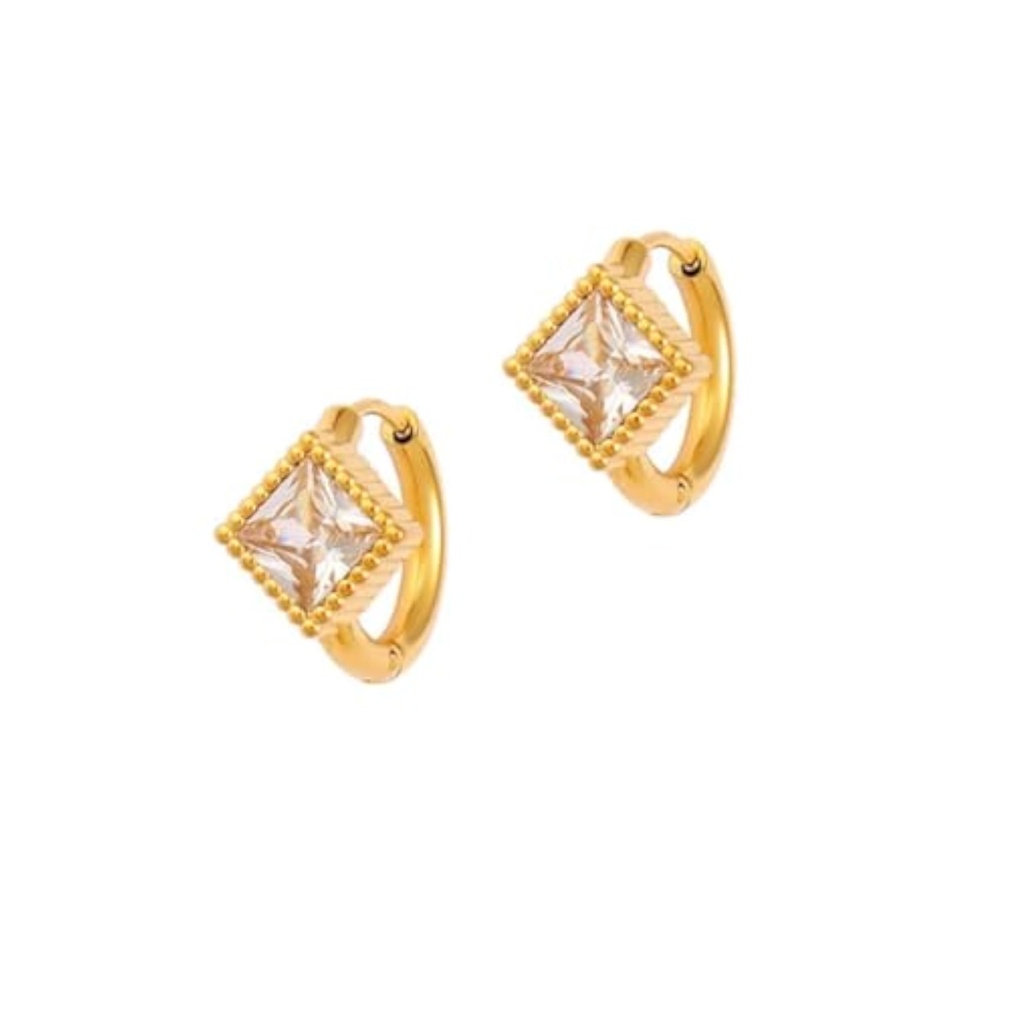 Women's Crystal Studded Hoop Earrings, Gold Plated