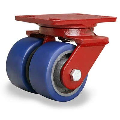Hamilton Heavy Service Dual-Wheel Swivel Caster Part# S-HS2-4SPB 4" x 2" Ergo-Glide Polyurethane (85A) on Cast Iron Wheels with 1/2" Sealed Precision Ball Bearings - 1,200 lbs Capacity - USA Made