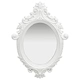  Homgoday Miroir mural de style rococo - Miroir mural décoratif pour chambre à coucher, salon, salle de bain, couloir - 56 x 76 cm - Blanc