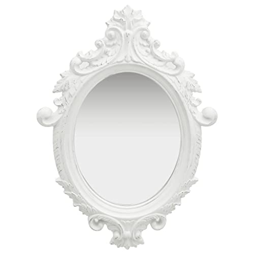 Miroir de style château blanc en bois et verre décoré - 2