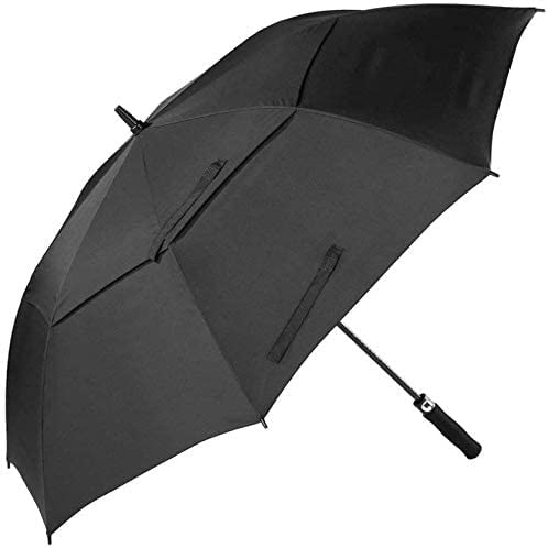 Extra großer schwarzer Business-Regenschirm für Herren, 78-Zoll-Doppelschicht-Golf-Langstock-Regenschirm, Durchmesser 180 cm, Regenwind