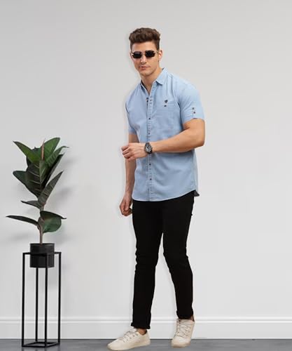 Image of Kuons Avenue Men's Denim Casual Shirt|Regular Fit| Smart Spread Collar for a Timeless and Versatile Everyday Style