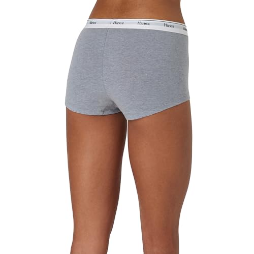 Hanes Women's Originals Underwear, Breathable Stretch Cotton Boyshort Panties, 4-Pack4