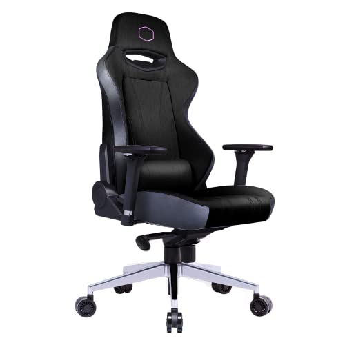 Cooler Master Cadeira para jogos Caliber X1C – Conforto e desempenho refrescantes – Rotação de 360°, encosto alto reclinável, apoios de braços, apoio de cabeça, suporte lombar – Couro PU – Preto