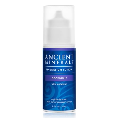 Ancient Minerals Magnesium Lotion Goodnight night cream contains melatonin with magnesium chloride and OptiMSM a topical nighttime moisturizing lotion(2.5oz)
