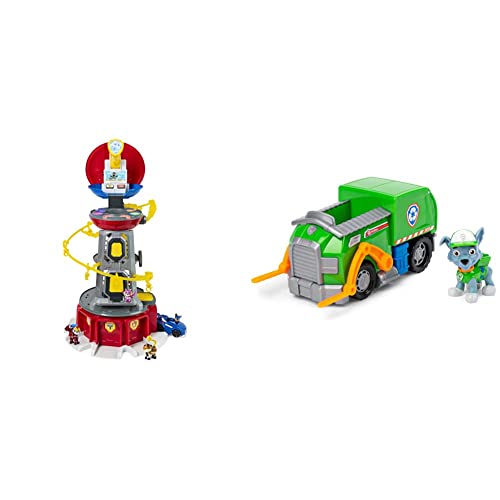 Paw Patrol, Mighty Lookout Tower with 4 Exclusive Bonus Action Figures & Rockyâs Recycle Truck Vehicle with Collectible Figure, for Kids Aged 3 and Up