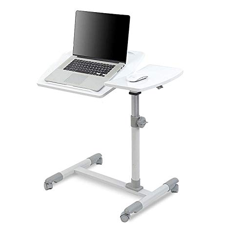 Stahlrahmen Vertical Laptop Stand mit Schwarzes MDF,Abschließbare Rollen, Höhenverstellbar, Computertisch Klein für Krankenhaus Und Heimgebrauch