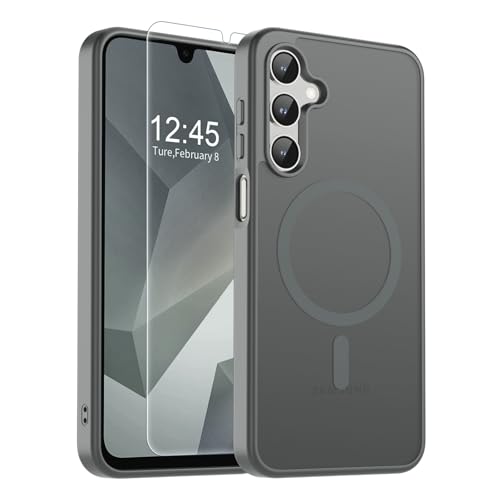 Image of SUPFINE Magnetic for Samsung Galaxy A16 5G Case with Screen Protector, (Built-in Magnets) (Military Grade Drop Protection) Slim Translucent Shockproof Phone Case,Titanium Gray