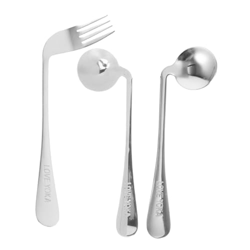 LALADEFIEE Feeding Utensils for Elderly Stainless Steel Angled Spoons and Forks Boys and Girls Utensils Fork Spoon Set