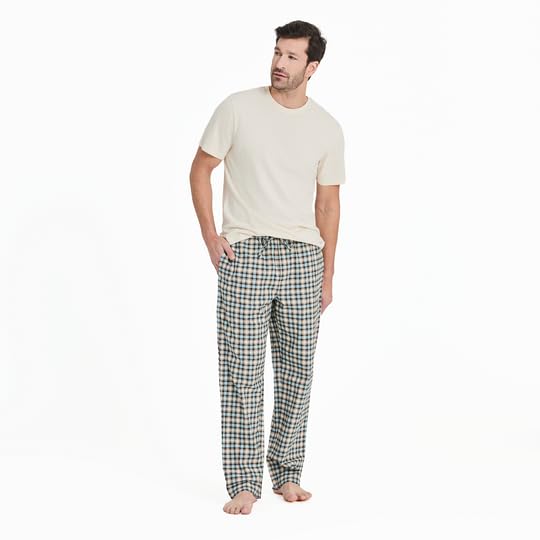 Life is Good. Men's Putty Check Plaid Classic Sleep Pant, Putty White, Medium3
