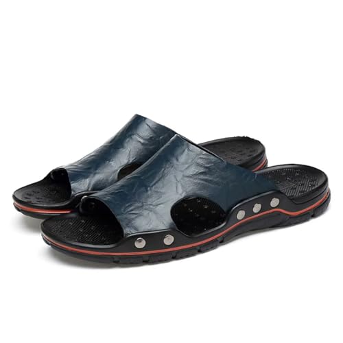 NANXIN&LOVE Mens Slide Sandals Open Toe Non-Slip Comfortable Slide Sandals Men Leather House Slippers Summer Lightweight