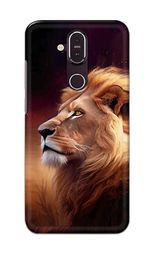 Image of Printed Hard Back Cover for Nokia 8.1 Back Cover (Lion Design -K1) -190724(DP)