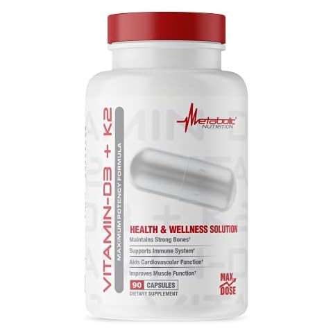 Metabolic Nutrition Vitamin D3 + K2, Bone and Heart Health Formula, Immune Support, 90 Veggie Caps 7000IU per Capsule Max Dose Cover