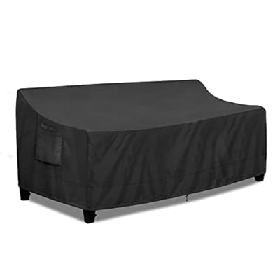 PureFit Outdoor Couch Cover Waterproof Patio Sofa Furniture Covers, 3-Seater Outdoor Cover with Air Vent and Handles, 78W x 35D x 35H Inches, Black
