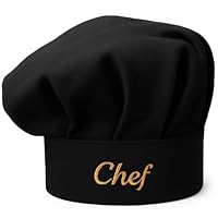 Pet-Jos Chef Kochmütze Unisex Kochmütze aus Baumwolle Küche Hotel Restaurant Gastro-Hüte Einstellbar für Männer, Frauen, Kochen, Schwarz