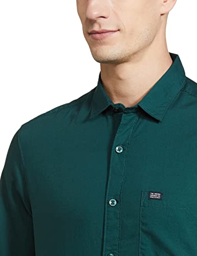 Image of The Indian Garage Co Men Slim Fit Solid Full Sleeves Cutaway Collar Casual Shirt