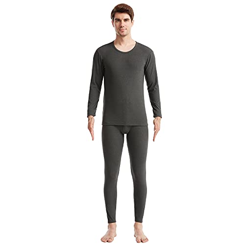 Mens Thermal Underwear Set Winter Base Layer Top & Bottom Ultra Soft Long Johns Pant Sets Greystone Medium