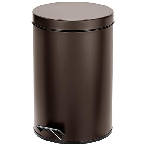 mDesign Metall/Stahl, 12 Liter, runder Stufen-Mülleimer Cover