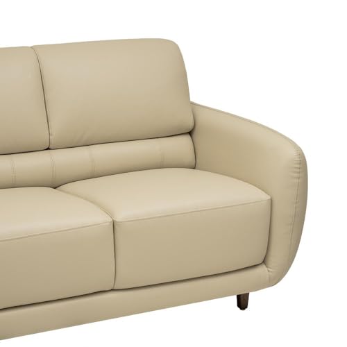Image of Wakefit 3 Seater Sofa | 5 Year Warranty | Pine Wood & Engineered Wood, Beige Leatherette, 190 x 78 x 70 cm, Living Room Sofa