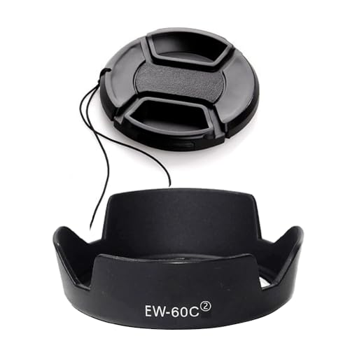 EW-60C Lens Hood & 58mm Lens Cap Compatible for Canon T8i T7i 4000D Camera kit EF-S 18-55mm f/3.5-5.6 Lens (2 Pack)